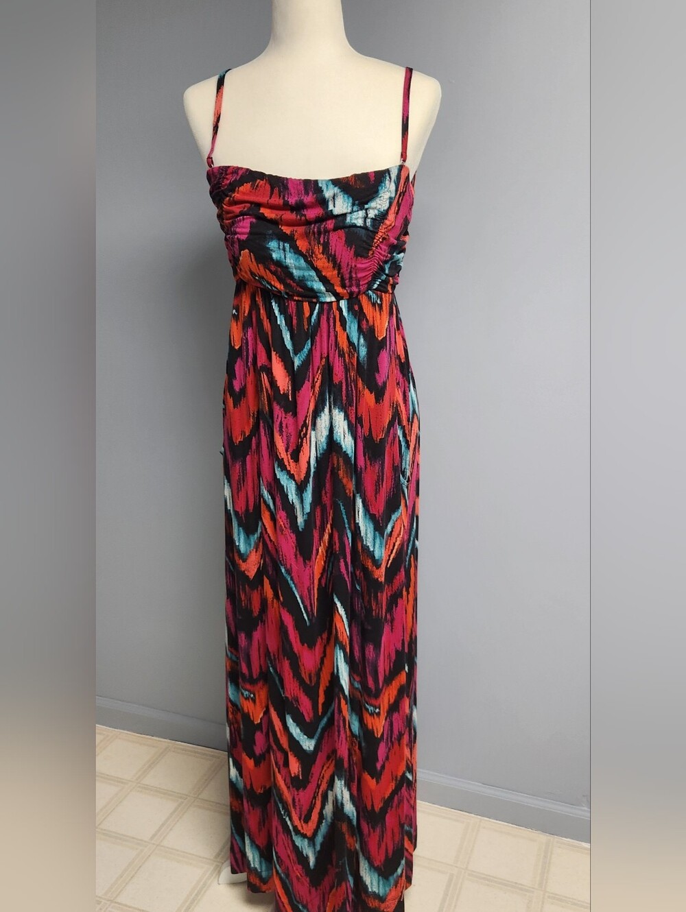 Soma Vibrant Chevron Maxi Dress - Pink, Orange, Blue